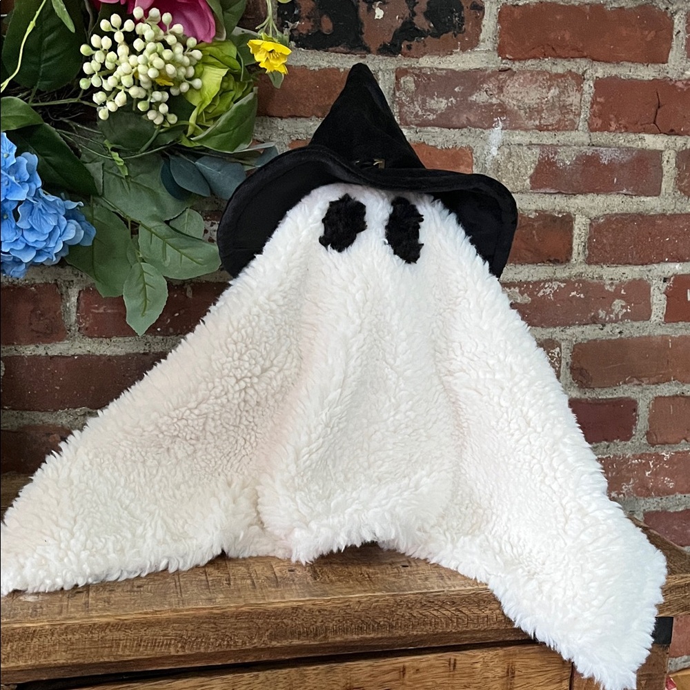 Plush Ghost Hooded pillow with Witch Hat